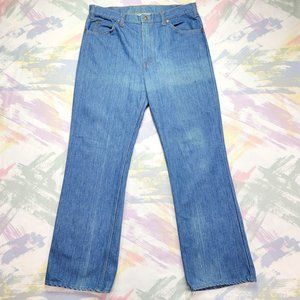 Vintage 70s Retro Color Faded Bootcut Blue Jeans